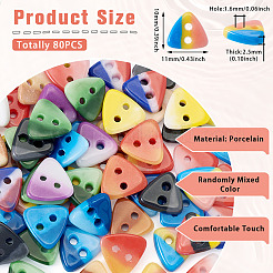 80Pcs 2-Hole Porcelain Buttons&nbsp;PORC-PJ0001-02A