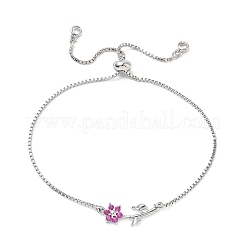 Adjustable Brass Micro Pave Clear Cubic Zirconia Box Chain Slider Bracelets&nbsp;BJEW-C156-09P-04