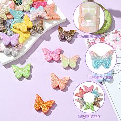 50個 2スタイル UVメッキアクリルビーズ  ABカラー  蝶  ミックスカラー  30x22.5x6.5mm  穴：2.5mm  25個/スタイル&nbsp;MACR-CJ0002-16