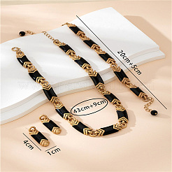 Rectangle Alloy Acrylic Chain Necklaces & Bracelets & Stud Earrings Sets&nbsp;FS-WGA157C-01