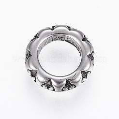 304ステンレススチールスペーサービーズ  ロンデル  アンティークシルバー  8.5x2.5mm  穴：5mm&nbsp;STAS-A033-025AS