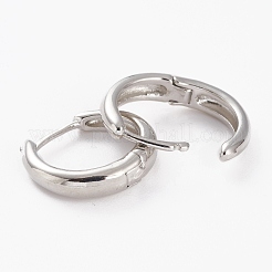 真鍮huggieフープピアス  長持ちメッキ  リング  プラチナ  16x15x4mm  ピン：1mm&nbsp;EJEW-C502-12P