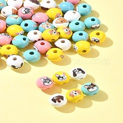 50Pcs 10 Colors Wood European Beads&nbsp;WOOD-FS0001-26