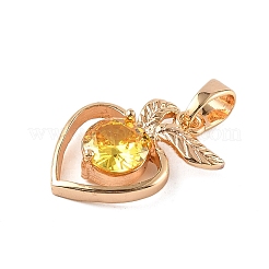 Brass Micro Pave Cubic Zirconia Pendants&nbsp;KK-E795-27KCG-04