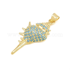 Brass Micro Pave Sky Blue Cubic Zirconia Pendants&nbsp;CU-CBA4A93-01H-G