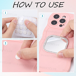 2Pcs Alloy Rhinestones & Glass Makeup Mirror for Phone Cases Phone&nbsp;AJEW-SC0003-75D