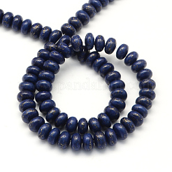 染めた合成ターコイズロンデルビーズ連売り  ミッドナイトブルー  8x5mm  穴：1mm  約76個/連  15.4インチ〜16.5インチ&nbsp;TURQ-Q100-13B-02