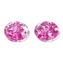 透明なアクリルビーズ  花付きフラットラウンド  カメリア  18x5.5mm  穴：1.6mm  約：399個/ 500 G&nbsp;OACR-Z005-39