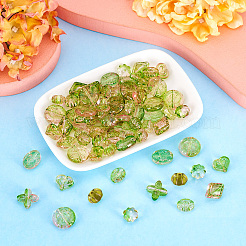 96個 8スタイル ツートン透明アクリルビーズ  混合図形  黄緑  12~18.5x11~17x5~9.5mm  穴：1.6~1.8mm  12個/スタイル&nbsp;MACR-TA0002-12