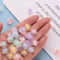 透明なアクリルビーズ  艶消し  二層ビーズ  花  ミックスカラー  12x12.5x6mm  穴：2.5mm  約893個/500g&nbsp;TACR-S152-06C