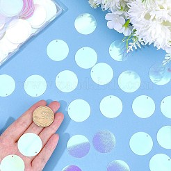 80g 虹色 PVC スパンコール/スパンコールペンダント  フラットラウンド  装飾アクセサリー  透明  30mm&nbsp;KY-SC0002-49C
