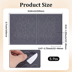 ポリエステル服パッチ  スター＆ハート  グレー  245x145x0.4mm&nbsp;PATC-GF0001-93A