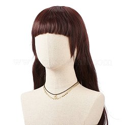 2個 2スタイル 304ステンレススチール ムーン&スターペンダントネックレスセット  女性のための真鍮のチェーンが付いている天然な黒曜石の円形のビーズのネックレス  ゴールドカラー  16.14インチ（41cm）  16.54インチ（42cm）  1個/スタイル&nbsp;NJEW-JN04030