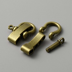 チベットスタイルの合金Dリングアンカーシャックルクラスプ  ブレスレット作りに  アンティークブロンズ  38x26.5x8.5mm  穴：8x5mmと5mm&nbsp;FIND-WH0032-99AB