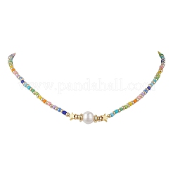 Natural Pearl & Seed Beaded Necklace&nbsp;NJEW-JN04649-01