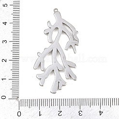 中空 304 ステンレス ペンダント  模造珊瑚チャーム  ステンレス鋼色  47x23x2mm  穴：1.5mm&nbsp;STAS-Z194-03P-03