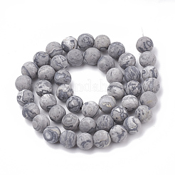 天然地図石/ピカソ石/ピカソジャスパービーズ連売り  艶消し  ラウンド  4mm  穴：1mm  約96個/連  15.5インチ&nbsp;G-T106-220