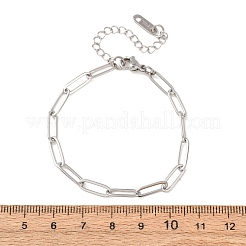 4mm 304ステンレススチール製ペーパークリップチェーンブレスレット  変色なし  ステンレス鋼色  6.30インチ（16cm）&nbsp;SA-CBA4160-22P