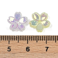 アクリルビーズキャップ  虹色の  5  - 花びらの花  ミックスカラー  11x11.5x4mm  穴：1.4mm&nbsp;MACR-L008-07