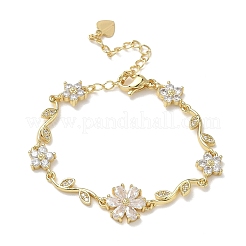 Brass Micro Pave Cubic Zirconia Link Chain Bracelets for Women&nbsp;BJEW-C156-04D-02G