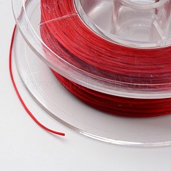 日本の環境に優しい染めフラット弾性クリスタルストリング  弾性ビーズ糸  ストレッチブレスレット作り用  フラット  暗赤色  0.6mm  約60m /ロール（65.62ヤード/ロール）&nbsp;EW-F005-0.6mm-07