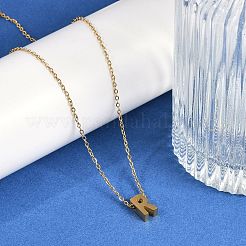 イオンプレーティング(IP) 304 ステンレススチールペンダントネックレス  18KGP本金メッキ  文字L  文字r  15.94インチ(40.5cm)～16.14インチ(41cm)+54mmエクステンダー  文字：10x6x4mm。&nbsp;NJEW-R050-01G-18
