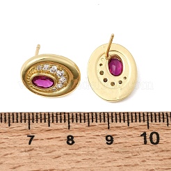 Brass Micro Pave Cubic Zirconia Stud Earrings&nbsp;EJEW-G471-13G-06