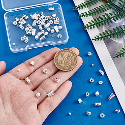 80個 8スタイル 真鍮スペーサービーズ  長持ちメッキ  混合図形  銀  2~7x2~5mm  穴：1~2mm  10個/スタイル&nbsp;KK-PH0013-54
