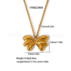 女性用304ステンレスペンダントネックレス  ゴールドカラー  蝶結び  17.72インチ（45cm）&nbsp;JD6479-1