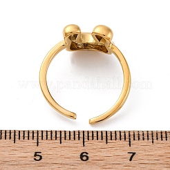 女性用304ステンレススチールオープンカフリング  文字L  18KGP本金メッキ  U字  13~14x7~15mm&nbsp;LS-RJEW-M060-01G-21