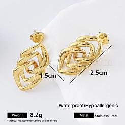 女性用304ステンレススチールスタッドピアス  チェーン形状  ゴールドカラー  25x15mm&nbsp;IW3686