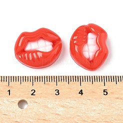 面白い不透明樹脂カボション  リップ  ファイヤーブリック  16.5x20.5x7mm&nbsp;CRES-D312-01A