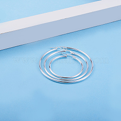 304ステンレススチールフープピアス  銀  57x54x2mm / 36x35x2mm / 46x45x2mm  ピン：1x0.8mm  3のペア/袋&nbsp;EJEW-CJ0001-01