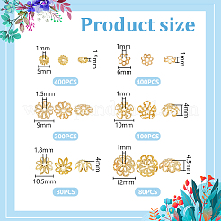 6 種類のアイロンビーズキャップ  混合図形  ゴールドカラー  5~12x1~4.5mm  穴：1~1.8mm&nbsp;IFIN-UN0001-28G