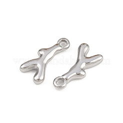 304ステンレスペンダント  模造珊瑚チャーム  ステンレス鋼色  18x9x3mm  穴：2mm&nbsp;STAS-L303-26P-01