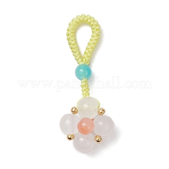 Baking Paint Imitation Jade Glass Woven Clover Pendant Decorations&nbsp;HJEW-JM03148-02