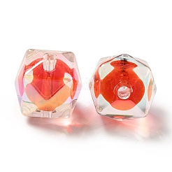 Two Tone UV Plating Rainbow Iridescent Acrylic Beads&nbsp;TACR-D010-02F