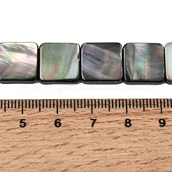 天然ブラックリップシェルビーズ連売り  正方形  ブラック  12~12.5x12~12.5x3.5mm  穴：0.5mm  約33個/連  15.83''（40.2センチメートル）&nbsp;SHEL-A006-09B