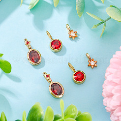 4Pcs 2 Styles Brass Micro Pave Cubic Zirconia & 2Pcs Stainless Steel Rhinestone Pendants&nbsp;ZIRC-TA0001-29