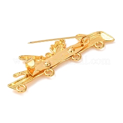枝の形をした合金製ブローチ金具  バックバーピン（ループ4つ付き）  ゴールドカラー  49x17mm&nbsp;AL-G001-02G