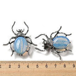 デュアルユースアイテム 合金製クモのブローチ  オパールと  アンティークシルバー  42x38x12~13mm  穴：4.5x4mm&nbsp;JEWB-C026-03E-AS