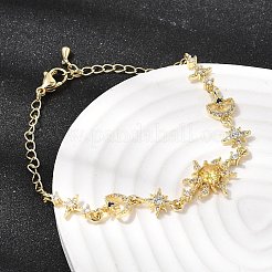 Brass Micro Pave Cubic Zirconia Link Bracelets&nbsp;BJEW-H639-06G