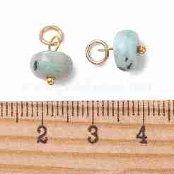 天然ラリマーペンダント  304ステンレススチール製丸カン付きロンデルチャーム  ゴールドカラー  10x8.5mm  穴：3.5mm&nbsp;PALLOY-JF05885