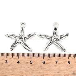合金のチベット風チャーム  カドミウムフリー＆鉛フリー  ヒトデ/海星  アンティークシルバー  24x24x2mm  穴：2mm&nbsp;X-TIBEP-R304-003AS-LF