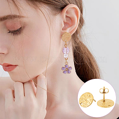 12Pcs Ion Plating(IP) 304 Stainless Steel Stud Earring Findings&nbsp;STAS-LP0001-12