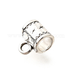 チベットスタイルの合金チューブベイル  カドミウムフリー＆鉛フリー  アンティークシルバー  10x8x6.5mm  穴：2mm  内径：4.5mm  約1215個/1000g&nbsp;TIBE-L008-13AS