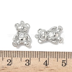 真鍮マイクロパヴェクリアキュービックジルコニアペンダント  クマのチャーム  プラチナメッキ  16x10.5x4mm  穴：1mm&nbsp;KK-L254-08P