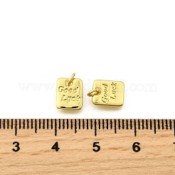 真鍮製チャーム  幸運を込めて長方形  ラックめっき  持続的なメッキ  カドミウムフリー＆鉛フリー  丸カン付き  18KGP本金メッキ  8x6.5x1.5mm  穴：2mm&nbsp;KK-I275-14G-02