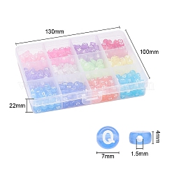 600個12色透明アクリルビーズ  水平穴  混合文字  フラットラウンド  ミックスカラー  7x4mm  穴：1.5mm  50個/カラー&nbsp;TACR-YW0001-34