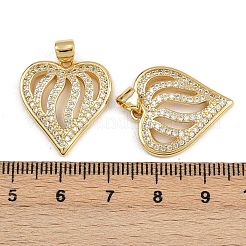 真鍮製マイクロパヴェキュービックジルコニアペンダント  ハート  16KGP本金メッキ  22x20x3.5mm  穴：3.5x5mm&nbsp;ZIRC-I367-07G-18